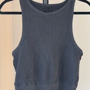 Free People We The Free Waffle Knit Cropped Tank | Charcoal | S